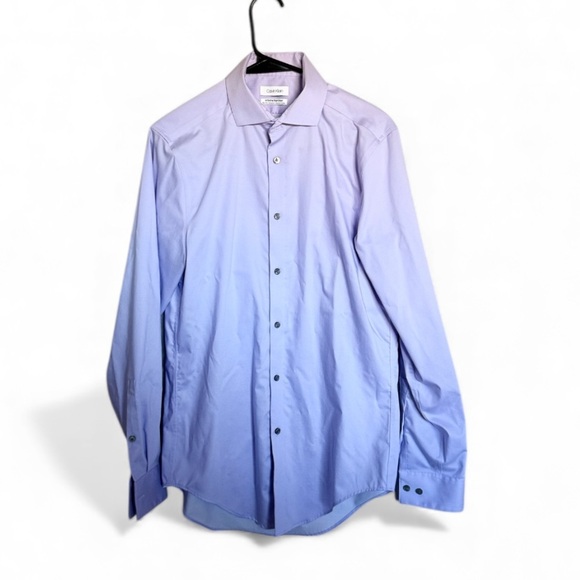 Calvin Klein Infinite Non Iron Slim Fit Stretch Soft Lilac Dress Shirt Mens S - Picture 2 of 4